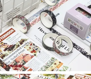 Herfstbladeren washi tape set voor dagboek, scrapbooking en creatieve knutseldecoratie.