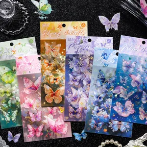 Glanzende vlinderstickers goudfolie journal decoratieve stickers ambachtelijk pakket