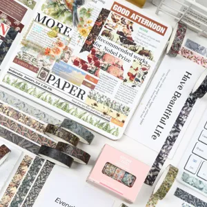 Herfstbladeren serie washi tape set, vintage decoratieve plakband voor DIY journaling en knutselen.