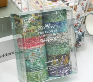 Lot de 12 rouleaux de ruban adhésif masking tape floral doré pour carnet loisirs créatifs