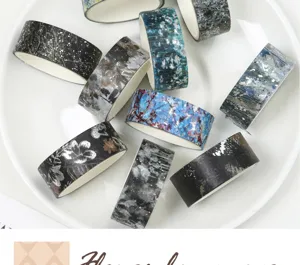 Set de ruban adhesif washi dore floral ruban de masquage decoratif pour carnet et loisirs.