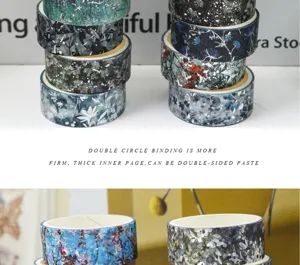 Ensemble de rubans adhésifs washi dorés floraux pour journal et loisirs créatifs.