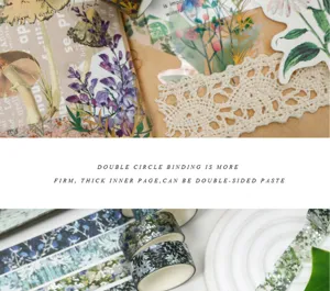 Set de ruban adhésif washi doré série florale, rouleaux de ruban de journal botanique.