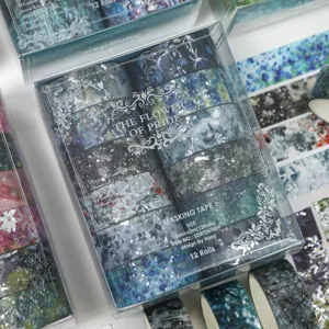 Set de 12 rouleaux de ruban adhésif Washi doré, ruban adhésif floral pour carnet et loisirs.