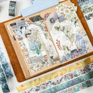 Set de ruban adhésif washi doré floral pour carnet, scrapbooking et loisirs créatifs.