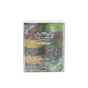 Kit de ruban washi doré, ruban de masquage décoratif 12 rouleaux 15mm 2m pour journal.