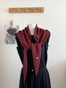 Korean style knitted hollow shawl for women, autumn winter fashion versatile neck cape.