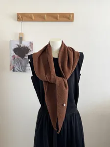 Women autumn winter brown knitted triangle scarf shawl fashion versatile neck warmer knitwear
