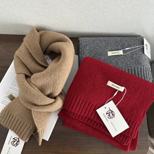 100% pure wool knitted scarf for women and men autumn winter warm thick soft cozy fashion accessory