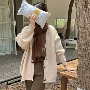 Cozy solid color winter scarf for women and men, minimalist plush wool imitation cashmere warm wrap.