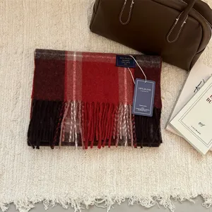 Bufanda de cuadros britanica clasica, chal calido con flecos para hombres y mujeres en invierno.