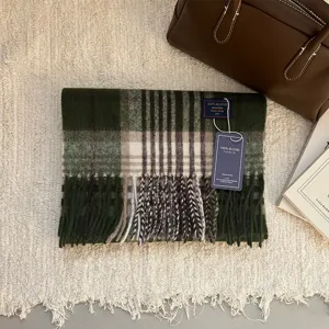 Bufanda a cuadros clásica de invierno para hombres y mujeres, chal cálido con flecos, estilo retro.