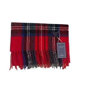 Bufanda de cuadros británicos clásica para hombres y mujeres, chal de invierno cálido con flecos.