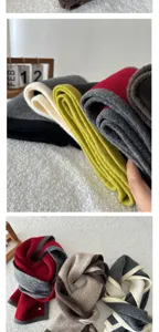 Cozy colorblock wool scarf for women winter warm knitted neck wrap soft daily fashion accessory