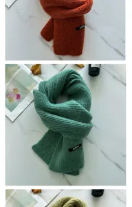 Solid color knitted winter scarf detail view, thick warm woolen neck wrap for unisex daily wear.