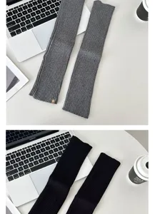 Solid color knitted leg warmers for women, cozy winter long slouch socks for stylish outfits.