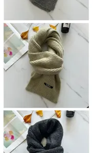 Cozy wool-blend winter knitted scarf for men and women, thick warm solid color design.
