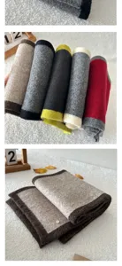 Autumn winter color block wool blend scarf warm cozy neck wrap stylish daily wear winter accessory