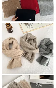 Cozy knit winter scarf detail with soft fabric, elegant solid colors, and stylish daily warmth.