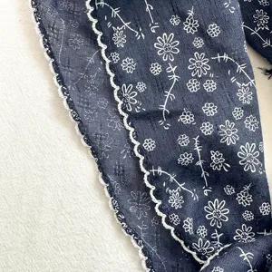 Japanese literary style cotton linen floral small scarf women spring autumn neckerchief detail