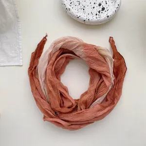 Gradient tie-dye cotton linen scarf women long soft casual shawl spring autumn accessory.