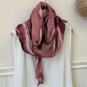 Japanese style cotton linen tie-dye scarf for women spring autumn long thin shawl wrap