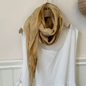 Cotton linen crinkle scarf tie dye long shawl casual lightweight spring autumn neck wrap design