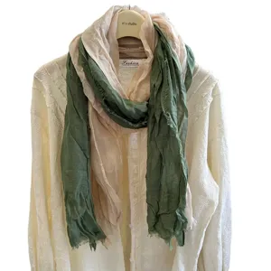 Damen Baumwolle Leinen Schal Retro Farbblock Gradient leichte Tuch Sommer Reisen