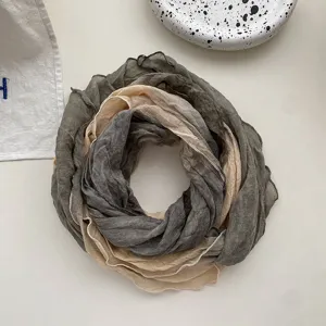 Tie-dye cotton linen scarf gradient soft long shawl versatile women spring autumn accessory