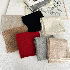 Winter cozy knitted scarf for women and men, solid color soft warm lazy style neck warmer.