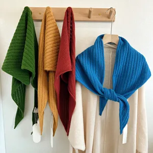 Cozy autumn wool knitted triangle scarf warm lazy style fashion shawl for women daily wear