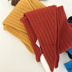 Early autumn 100% wool knit triangular scarf, cozy chic warm solid color women shawl.