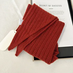 Autumn wool knitted triangle scarf cozy warm solid color shawl fashion ladies winter muffler