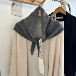 Koreanischer Stil 100% Wolle Dreieckschal einfarbiger Nacktwärmer weicher Winter warmer Schal