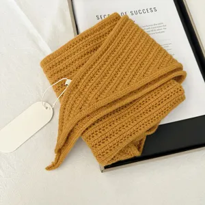Women autumn wool corn stitch knitted warm triangular scarf fashion casual solid shawl
