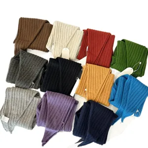 Women wool knitted triangular scarf solid color cozy autumn warm fashion shawl multi-color