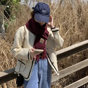 Korean style solid color winter warm imitation cashmere scarf, soft and cozy unisex design.