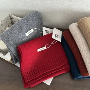 100% Pure Wool Scarf Winter Warm Knitted Shawl Multicolor Cozy Thick Fashion Accessory