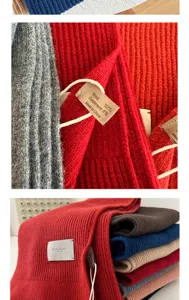 Cozy wool cashmere knitted scarf for winter warm chunky neck wrap solid color fashion accessory