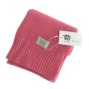 Solid color winter warm knitted wool scarf for women and men, classic fashion wool shawl.