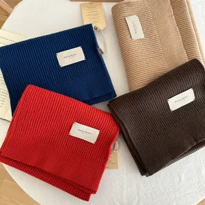 Winter warm knitted wool scarf thick ribbed cozy neckwear in four colors flat lay