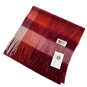 Korean sweet 100% wool scarf, Australian wool plaid winter warm shawl for women