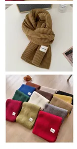 Winter solid color knitted scarf, thick warm soft Korean style women casual cozy neck warmer
