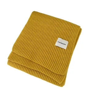 Yellow knitted scarf winter warm thick soft solid color fashion neck warmer stylish cozy