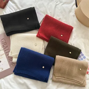 Cozy solid color knitted scarf winter warm neck warmer stylish multi-color fashion accessory