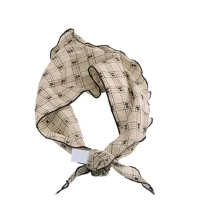Korean style plaid triangular scarf chic neckerchief multi-use hair band fashion accessory