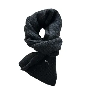 Cozy solid color knit scarf for men and women, thick warm winter woolen neck wrap.