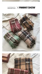 Sciarpa donna autunno inverno quadri imitazione cashmere frange scialle caldo morbido