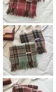 Sciarpa a quadri effetto cashmere autunno inverno, scialle coreano caldo e versatile.