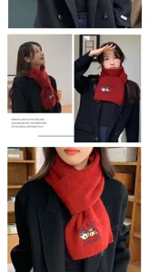 Écharpe tricotée d'hiver pour femme avec broderie chiot mignon mode chaude et épaisse
